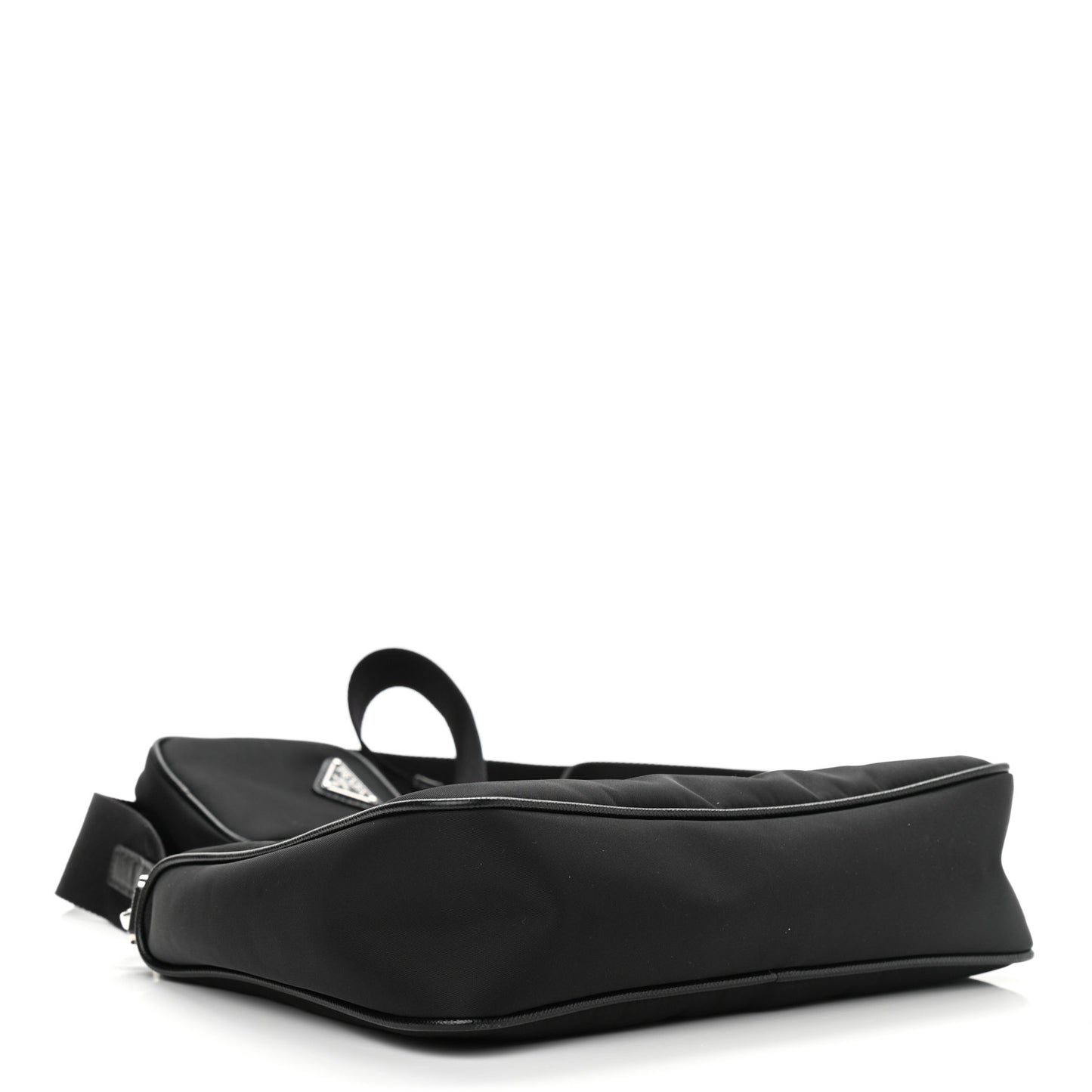 Re-Nylon Saffiano Pocket Zippered Shoulder Bag Black