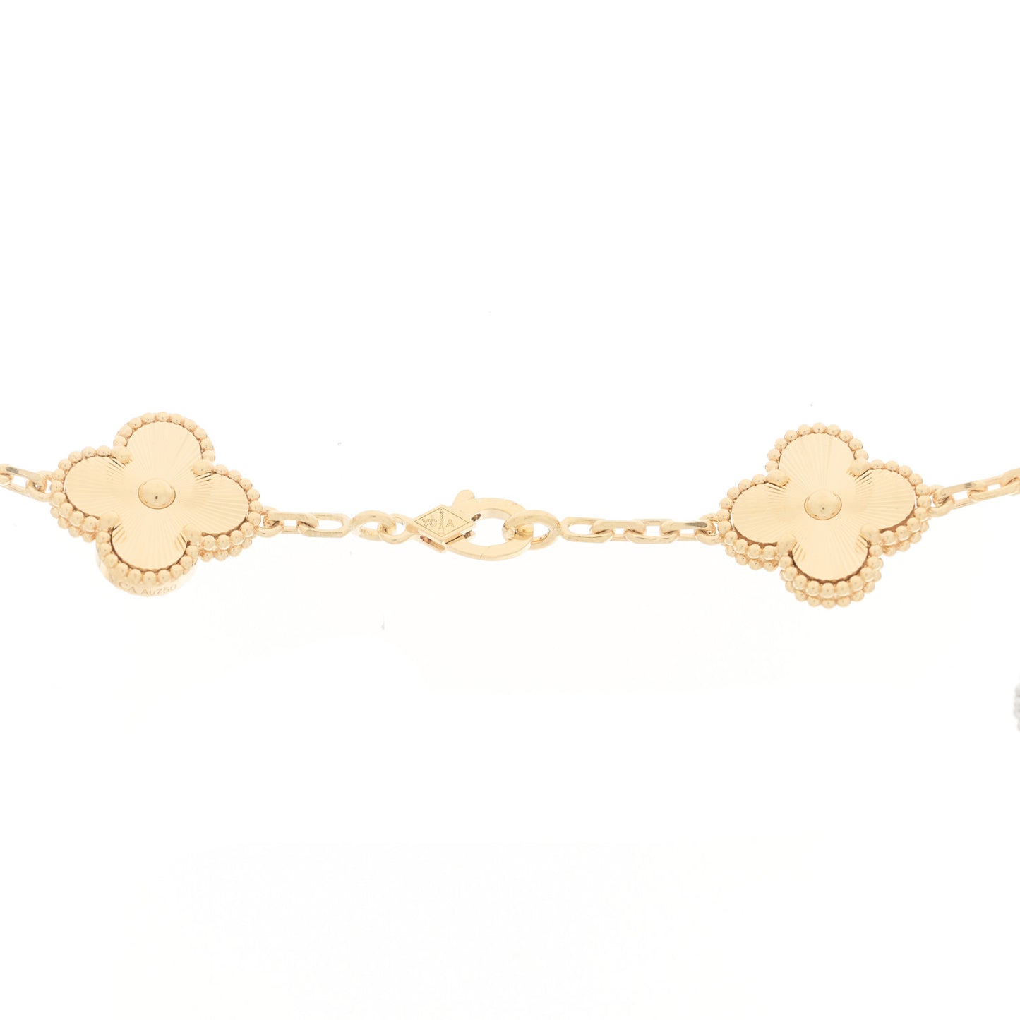18K Yellow Gold 10 Motifs Guilloche Vintage Alhambra Necklace