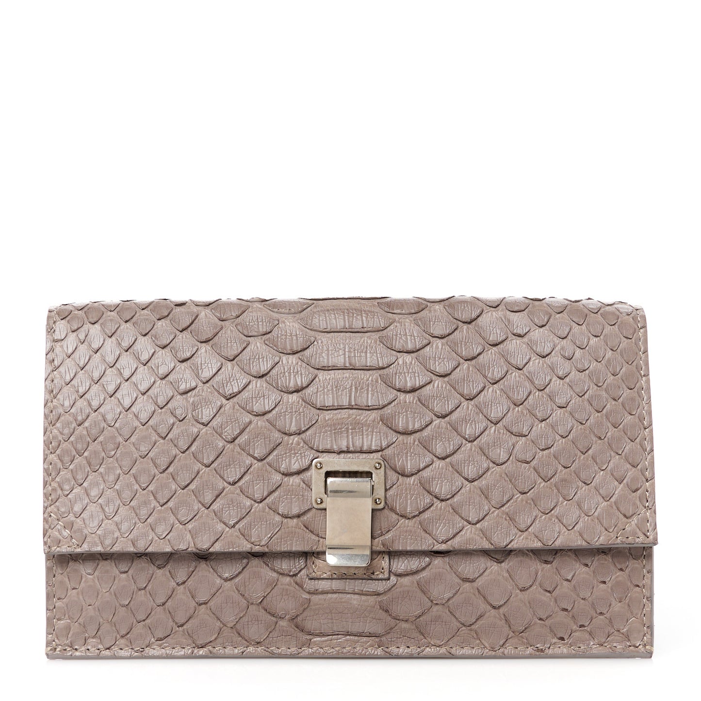 Snakeskin Small Lunch Bag Clutch Mushroom Ecru