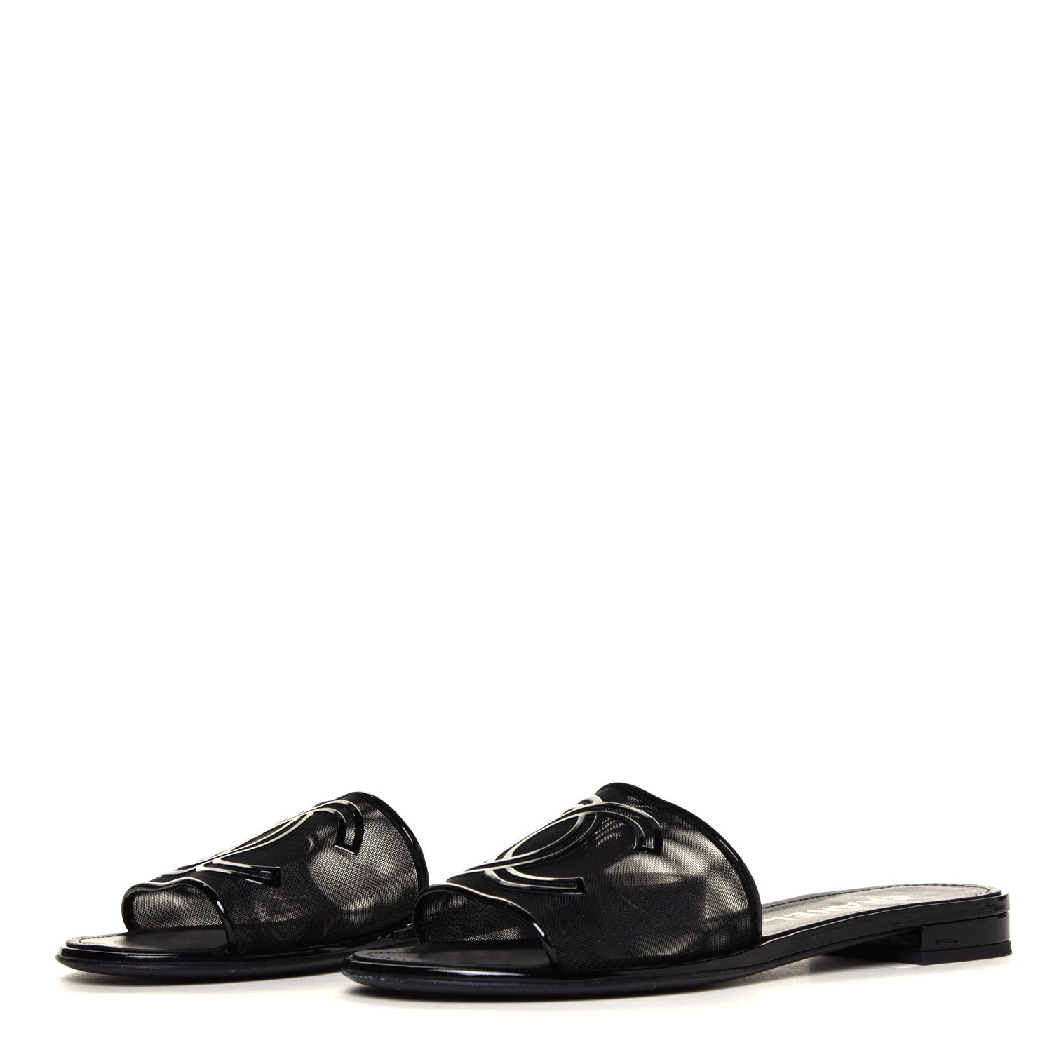 Chanel Mesh Patent Calfskin CC Mules 39 Black 6 of 16