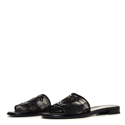 Chanel Mesh Patent Calfskin CC Mules 39 Black 6 of 16