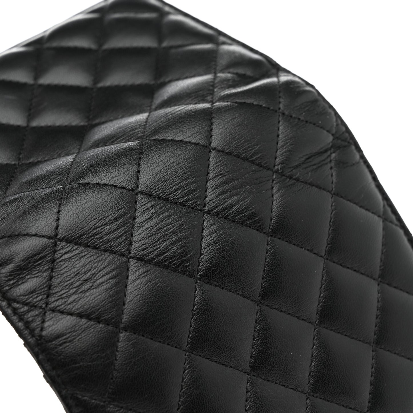Lambskin Quilted Zip Around Coin Purse Wallet Black