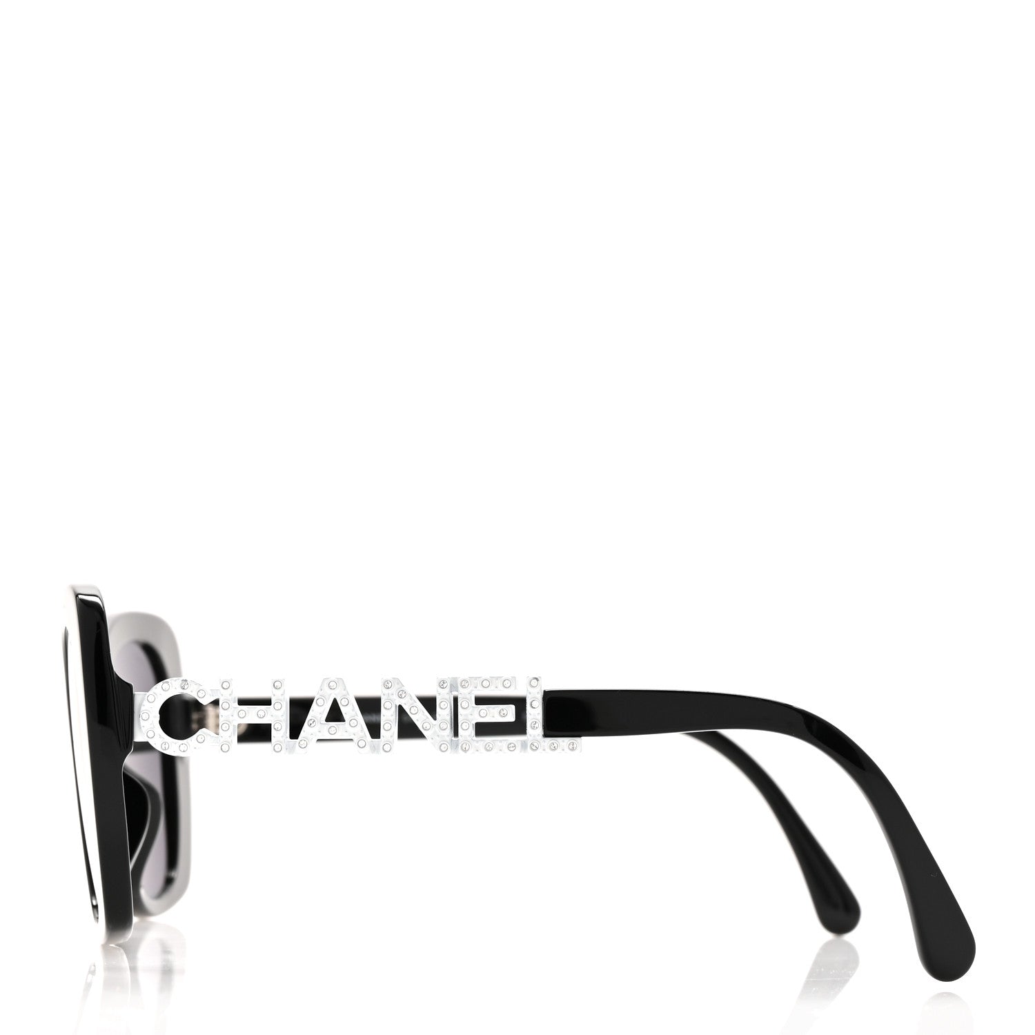Chanel Acetate Strass Square Sunglasses 5422-B-A Black White