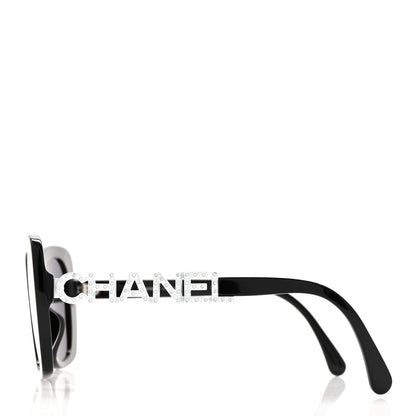 Chanel Acetate Strass Square Sunglasses 5422-B-A Black White 4 of 8