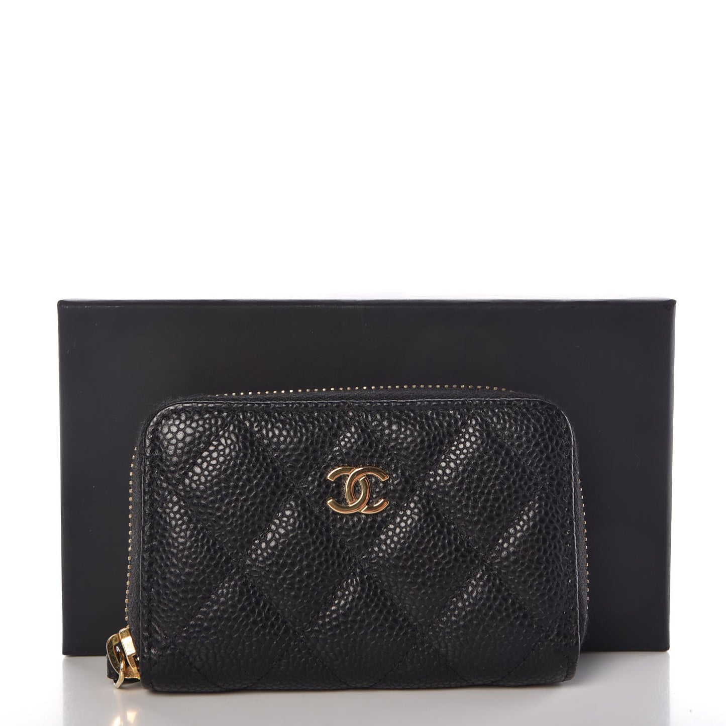 Caviar Quilted Zip Coin Purse Black