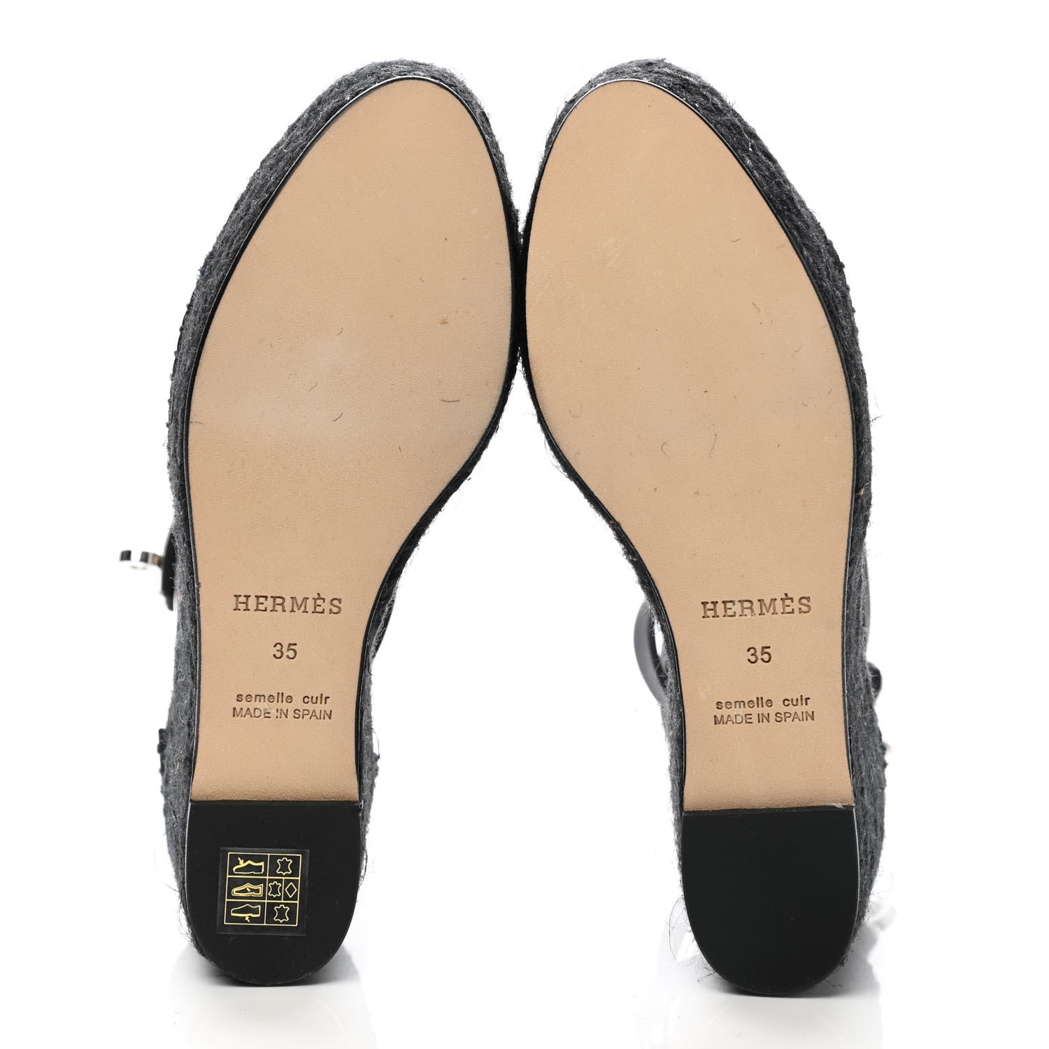 Hermes Calfskin Tipoli Espadrille Wedges 35 Black 5 of 9