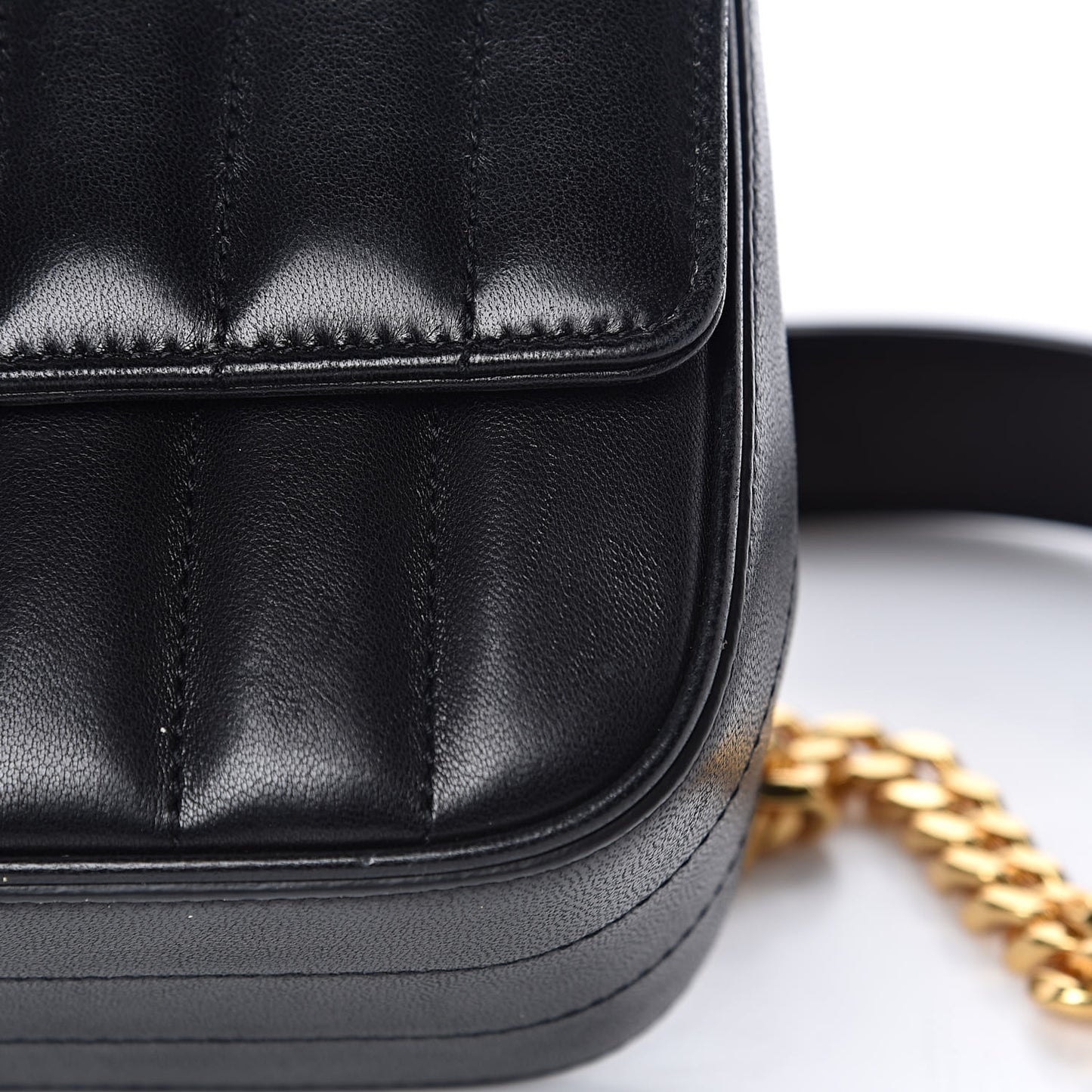 Lambskin Matelasse Monogram Medium Vicky Chain Bag Black