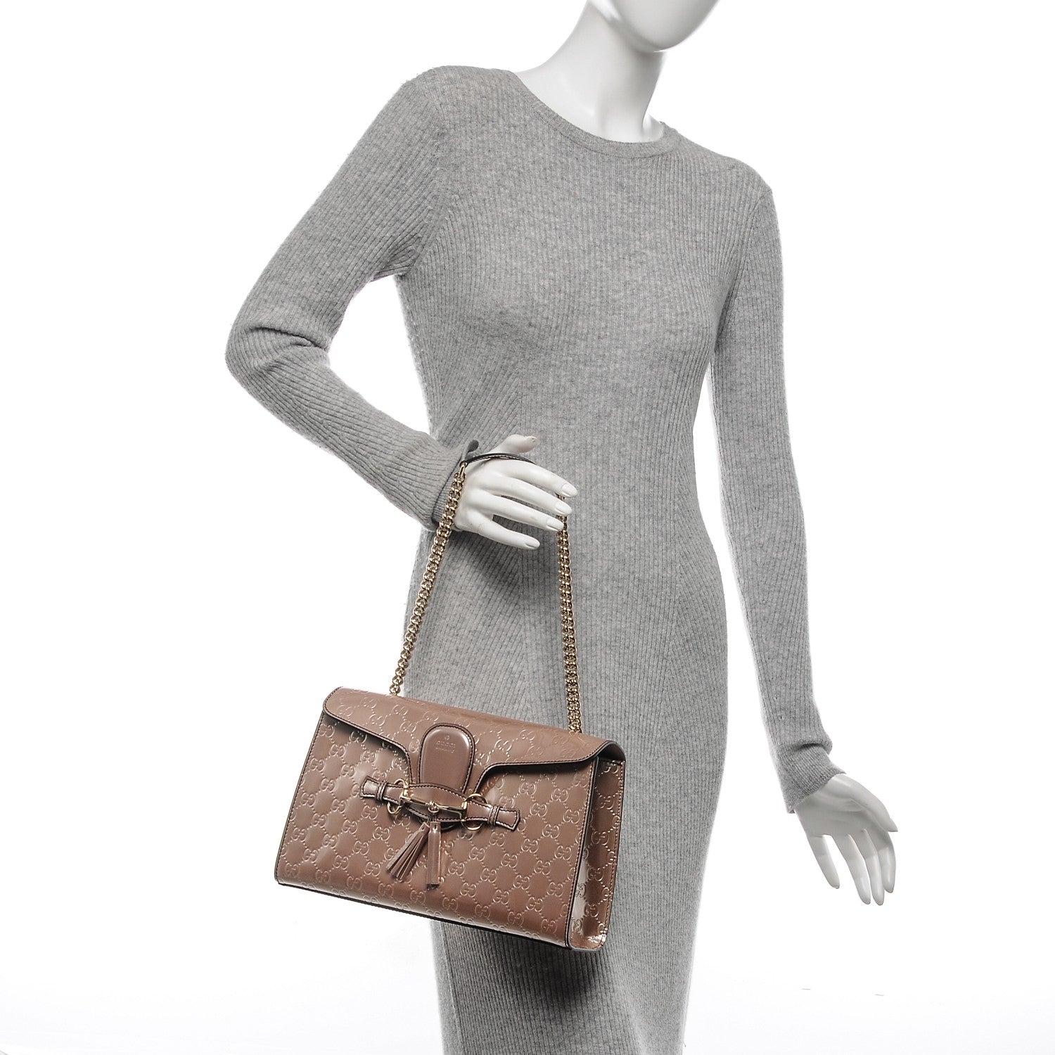 Gucci Shine Guccissima Medium Emily Chain Shoulder Bag Dark Cipria 2 of 7