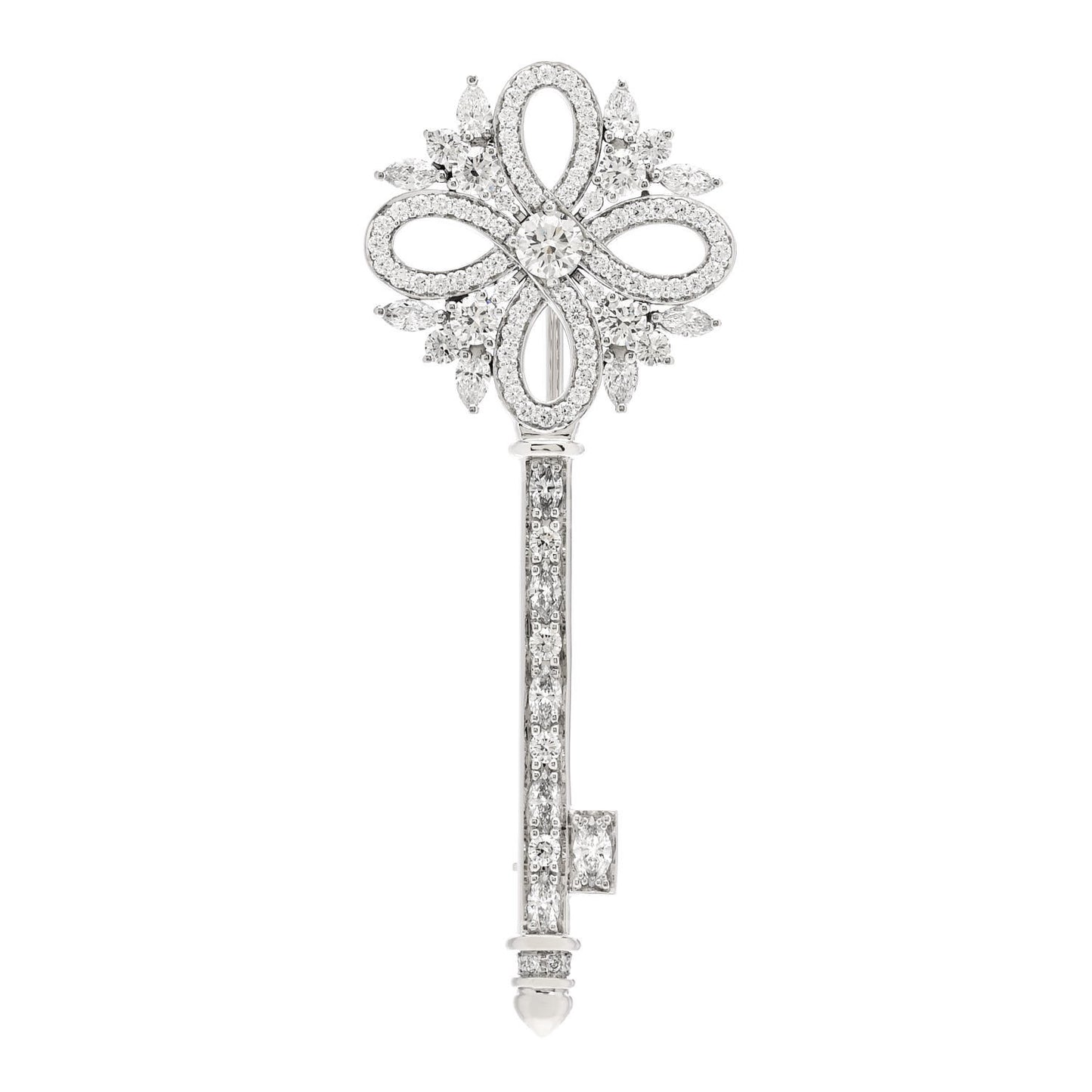Platinum Diamond Victoria Key Brooch Pin