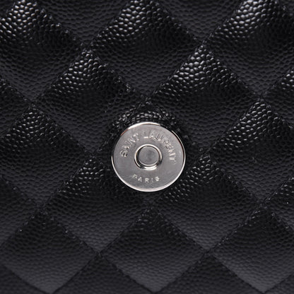 Saint Laurent Grain De Poudre Textured Mixed Matelasse Triquilt Medium Monogram Satchel Black 11 of 16