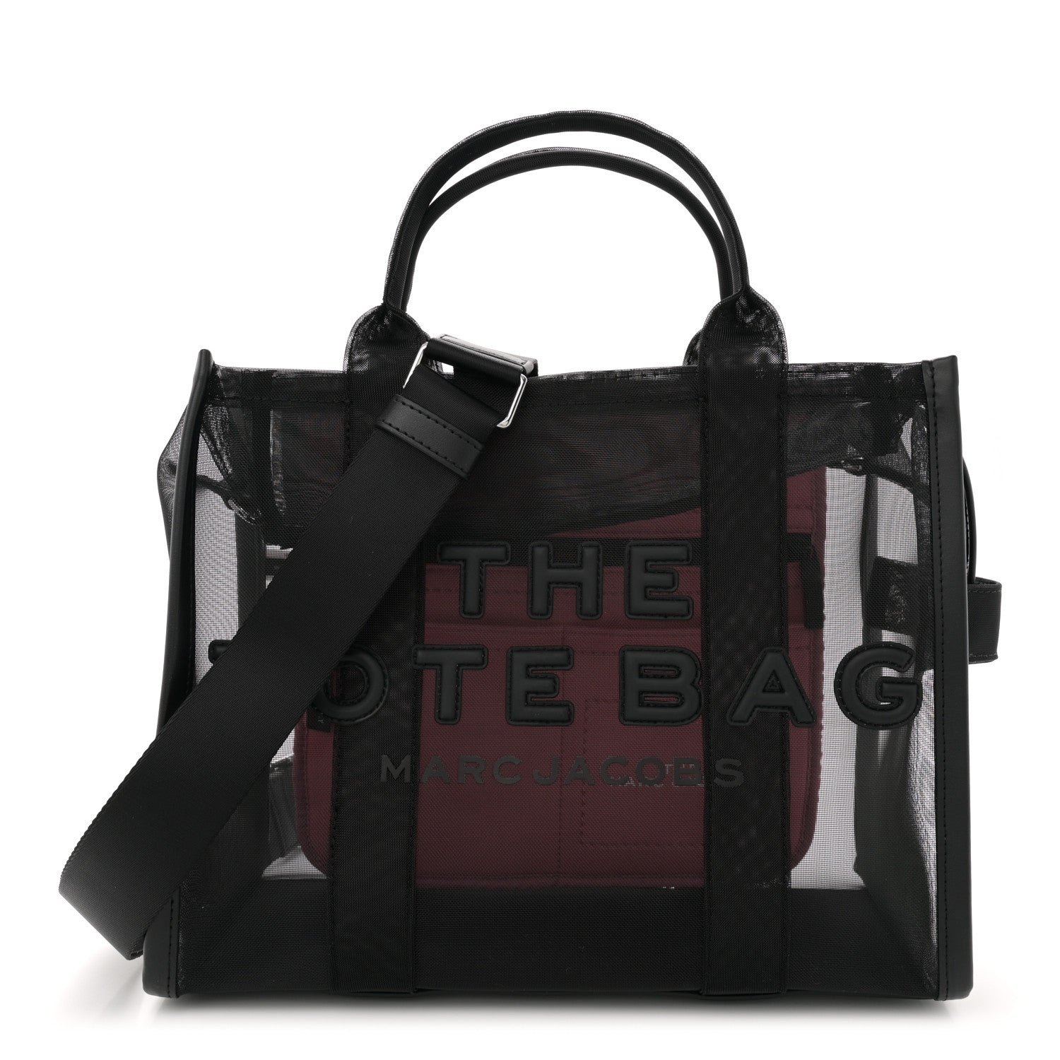Marc Jacobs Nylon The Mesh Medium Tote Bag Black Pink 1 of 10