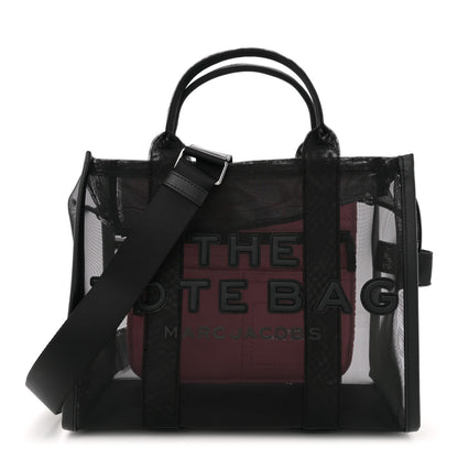 Marc Jacobs Nylon The Mesh Medium Tote Bag Black Pink 1 of 10