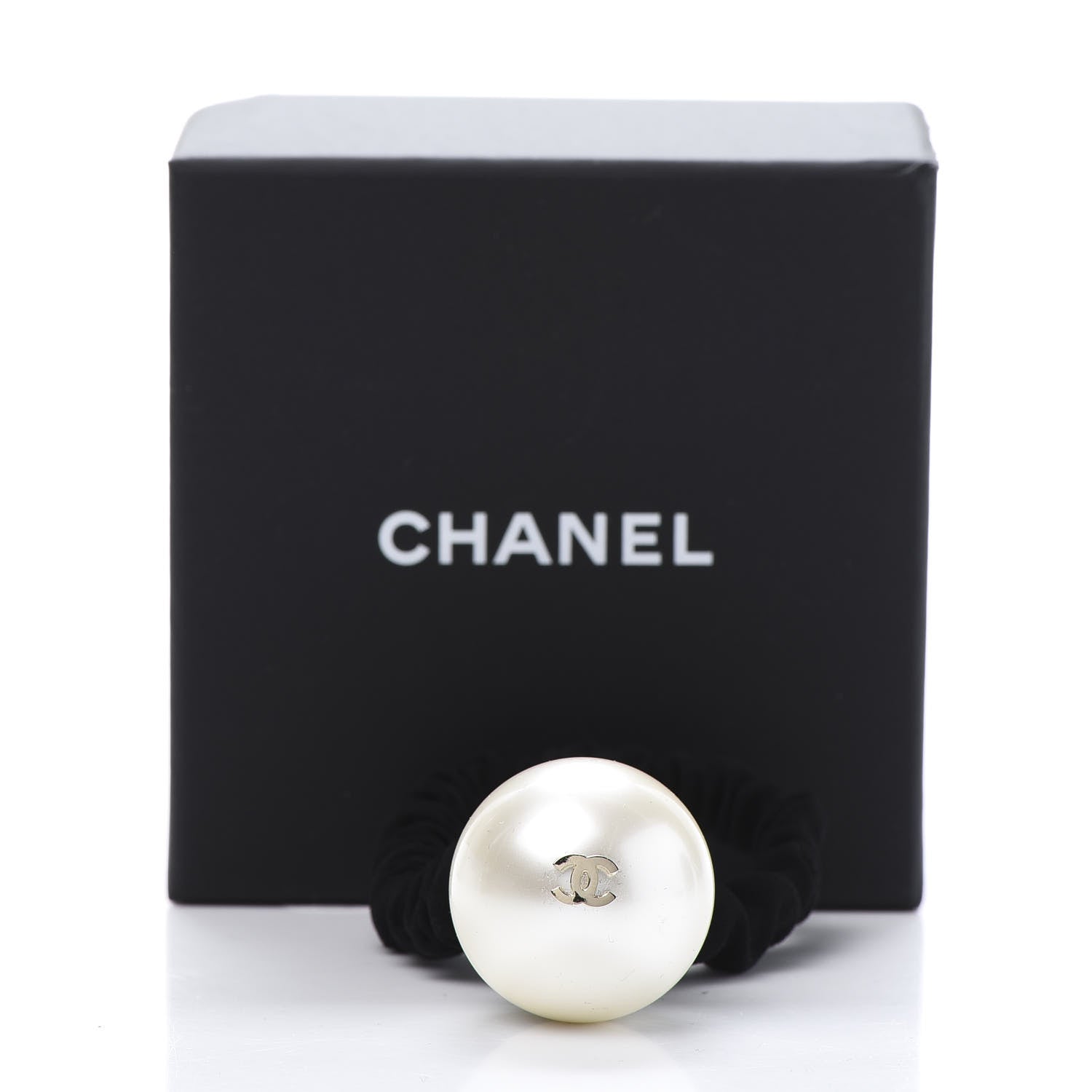 Chanel Pearl CC Hair Tie Black Gold Pearly White 5 of 5