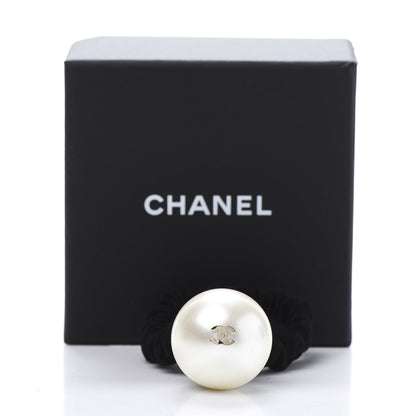 Chanel Pearl CC Hair Tie Black Gold Pearly White 5 of 5