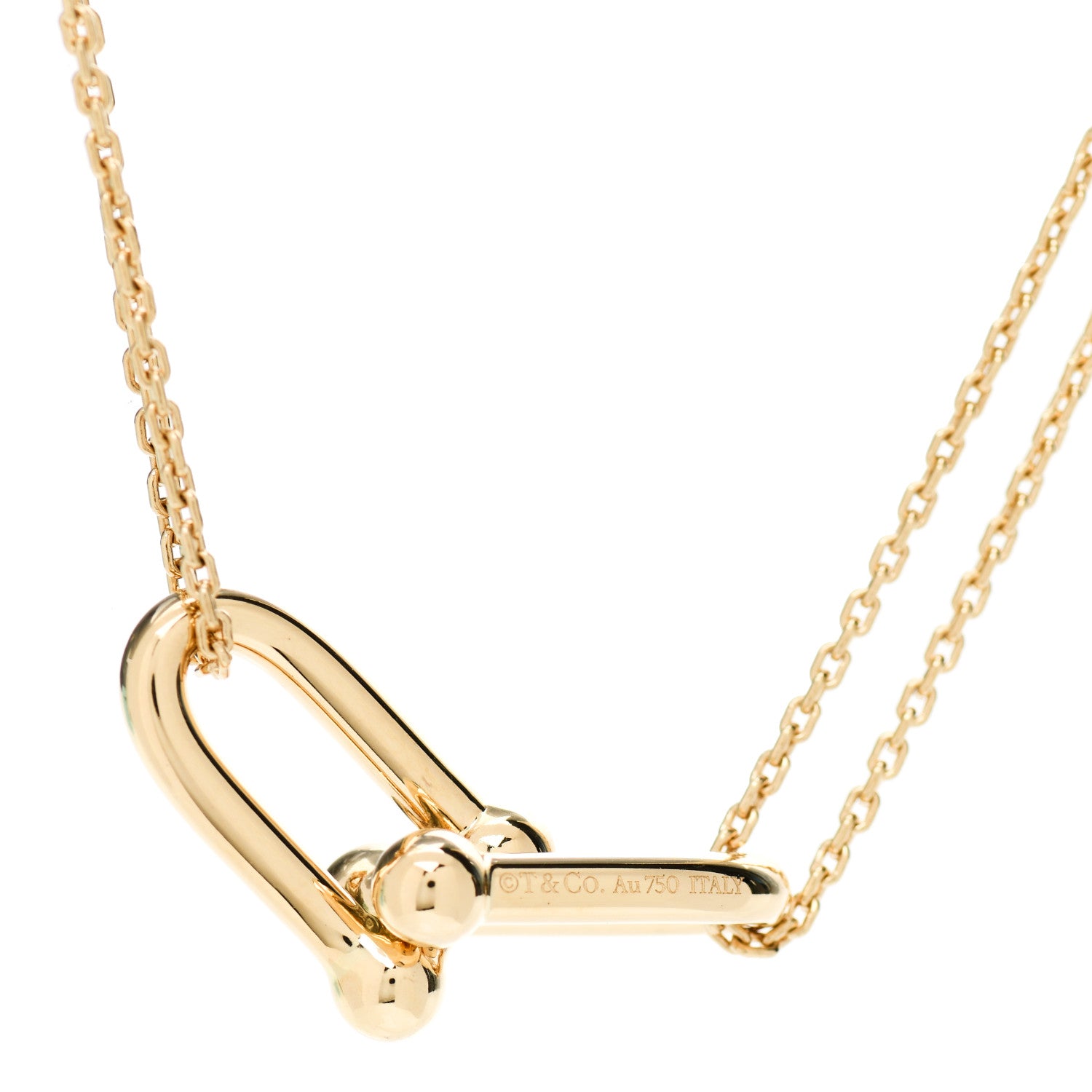 Tiffany 18K Yellow Gold HardWear Double Link Pendant Necklace 4 of 7