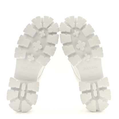 Prada Spazzolato Rois Re-Nylon Metal Triangle Logo Monolith Pouch Pocket 55mm Boots 40 White 6 of 13