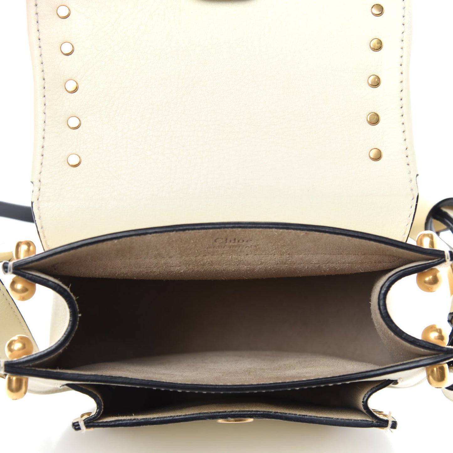 Calfskin Studded Mini Hudson Shoulder Bag Abstract White