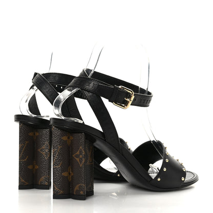 Louis Vuitton Calfskin Studded Monogram Silhouette Sandals 38.5 Black 4 of 7