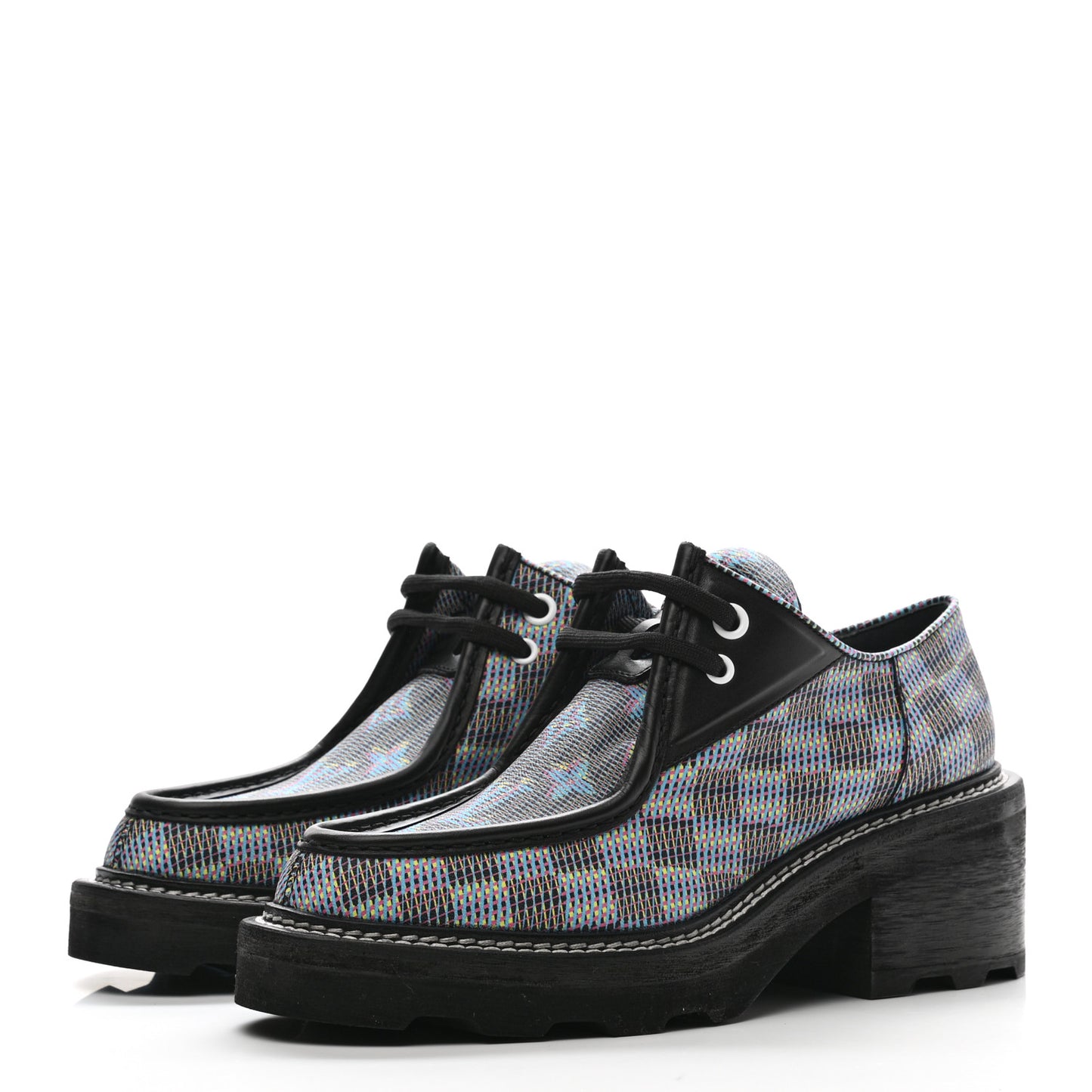 Monogram LV Pop Derby Platform Shoes 40 Blue