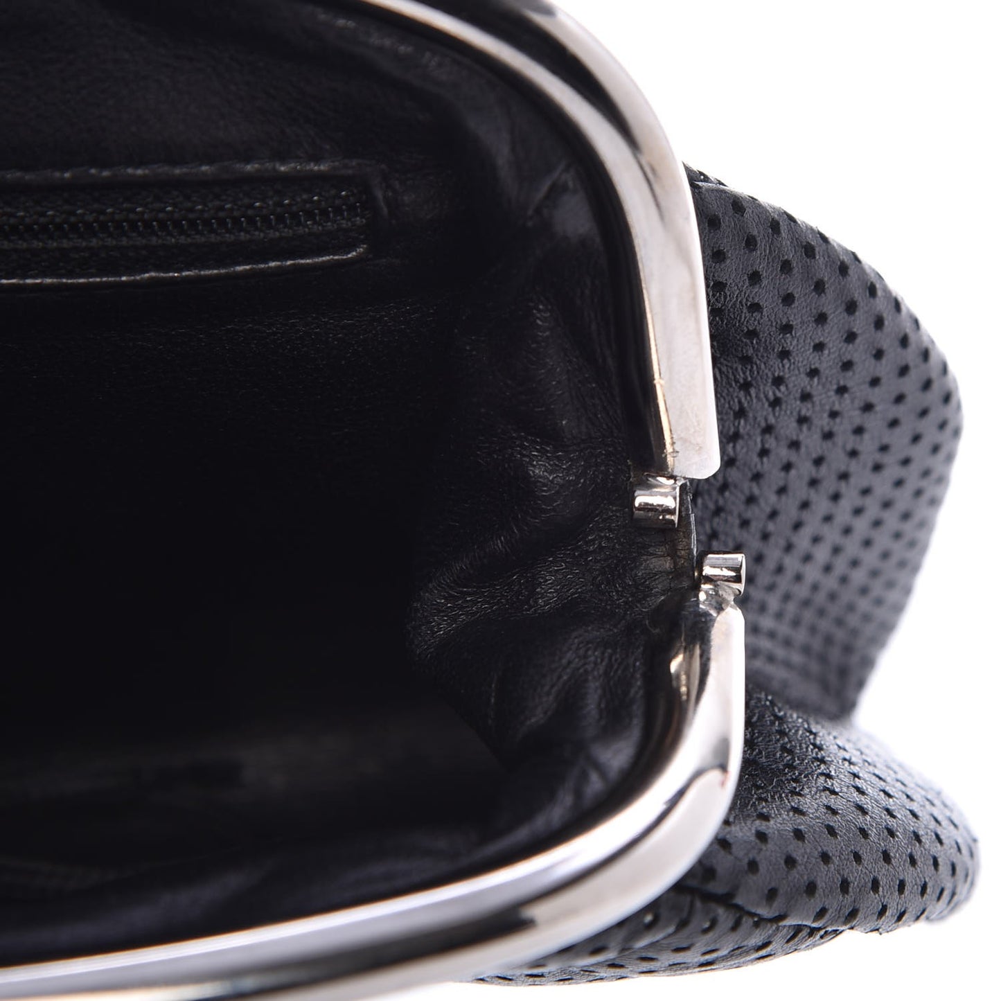 Lambskin Perforated Timeless Clutch Black