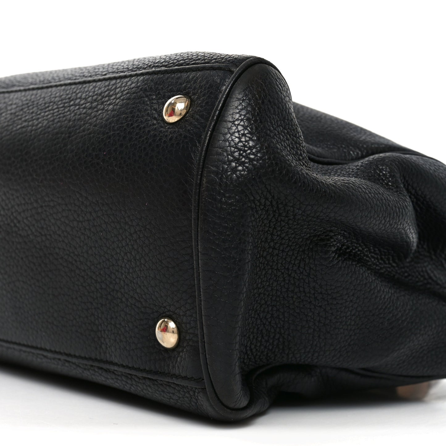 Pebbled Calfskin Medium Bamboo Shopper Tote Black