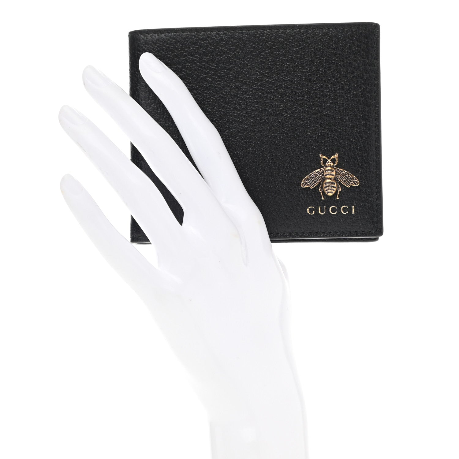 Gucci Calfskin Bee Bi-Fold Wallet Black 2 of 7
