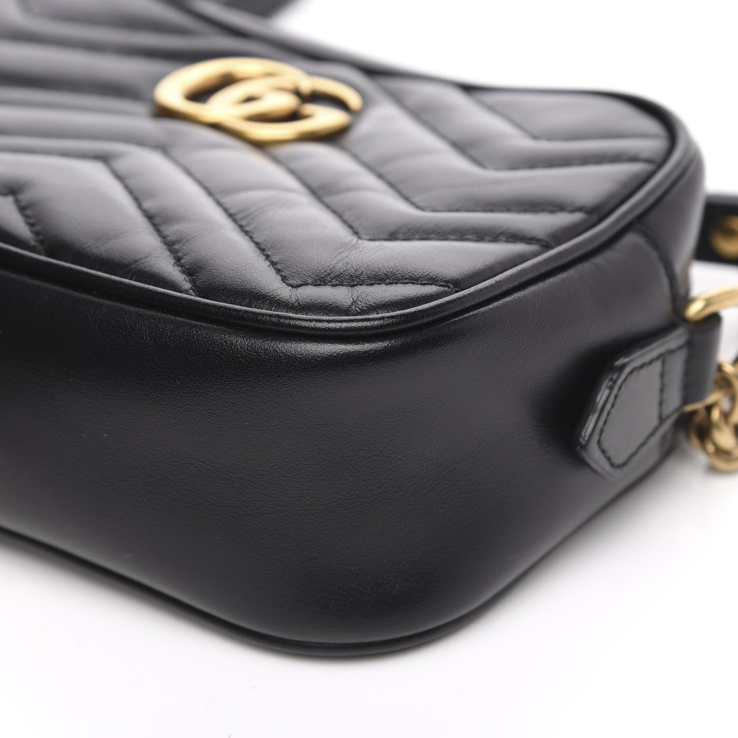 Gucci Calfskin Matelasse Mini GG Marmont Chain Shoulder Bag Black 8 of 9
