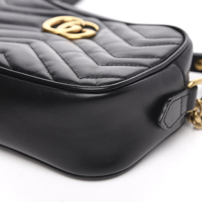 Gucci Calfskin Matelasse Mini GG Marmont Chain Shoulder Bag Black 8 of 9