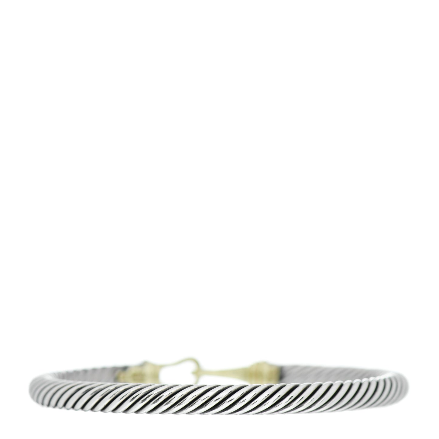 Sterling Silver 14K Yellow Gold 5mm Cable Classic Buckle Bracelet