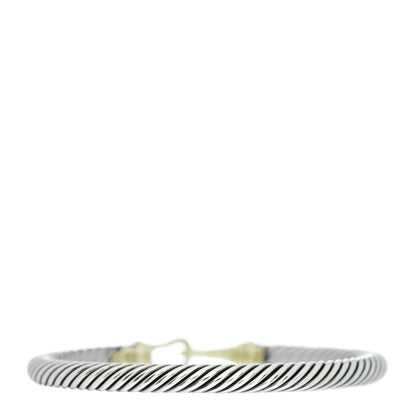 David Yurman Sterling Silver 14K Yellow Gold 5mm Cable Classic Buckle Bracelet 3 of 4