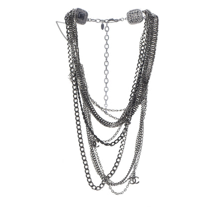 Chanel Gripoix CC Long Multistrand Necklace Ruthenium Black 3 of 5
