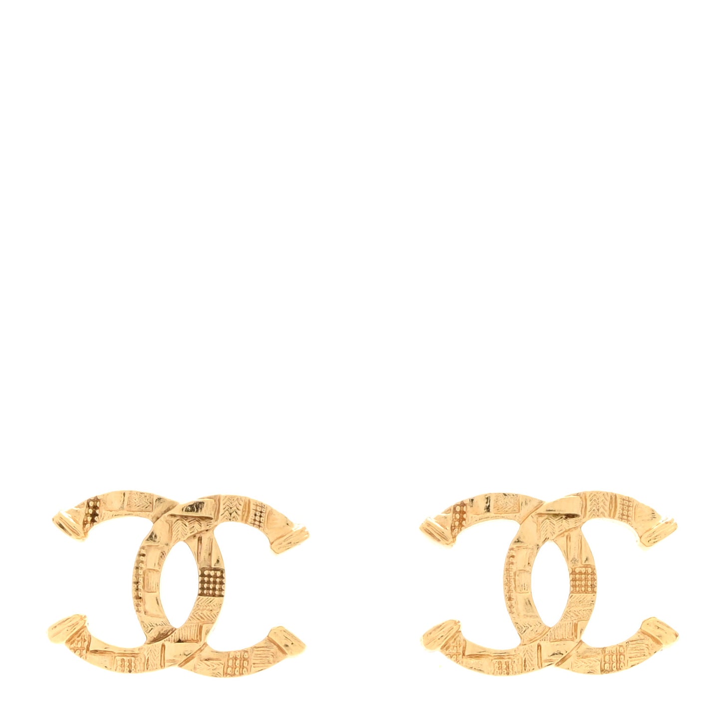 Metal Tweed Effect CC Earrings Gold