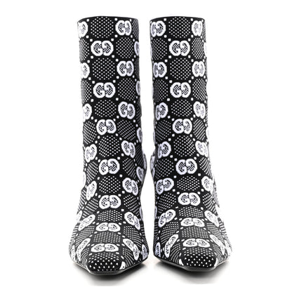 Gucci Technical Jersey Knit GG Monogram Square G 75mm Ankle Boots 37.5 Black Great White 2 of 11