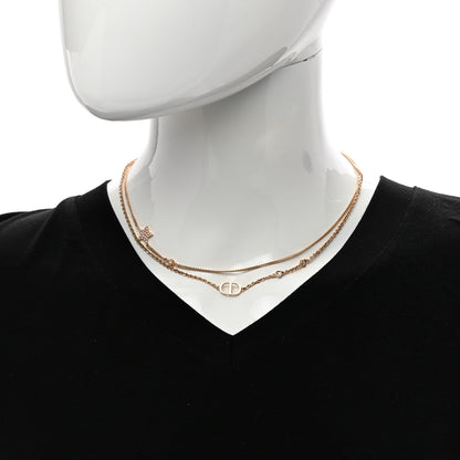 Christian Dior Metal Crystal Petit CD Double Necklace Gold 2 of 4