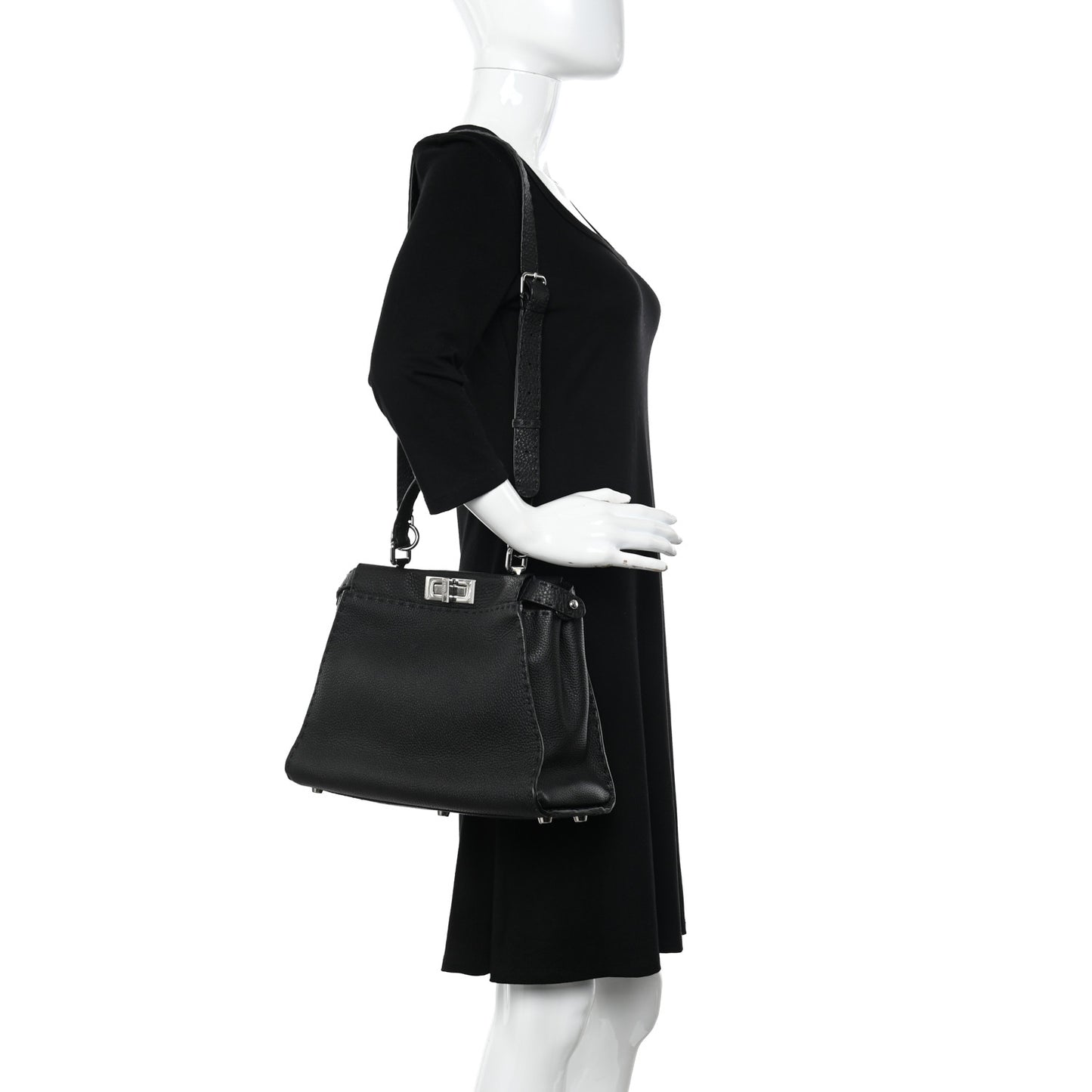 Cuoio Romano Selleria Bi-Color Medium Peekaboo Iconic Satchel Black Mou