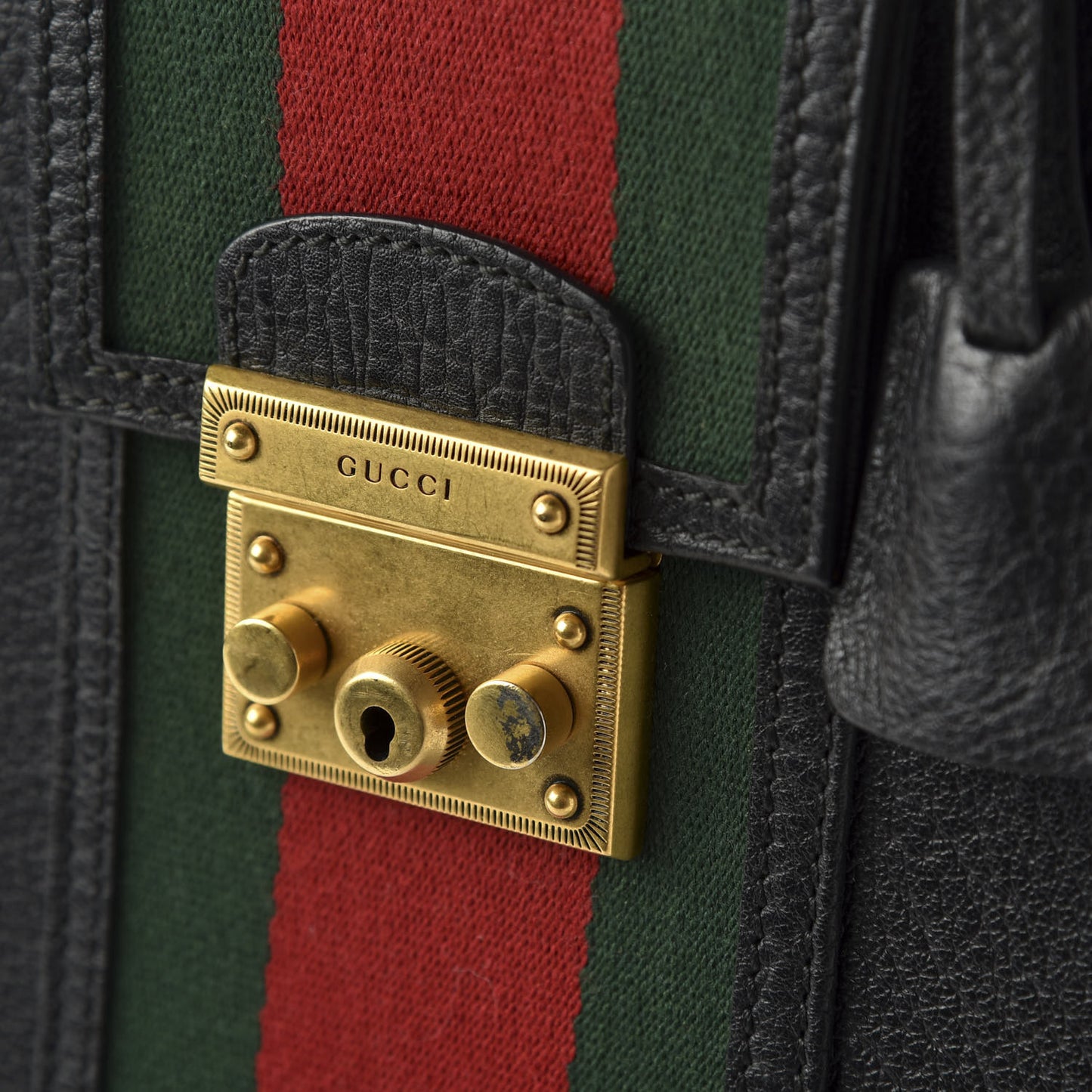 Calfskin Web Padlock Tote Black