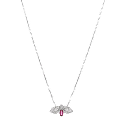 Tiffany Platinum Diamond Pink Tourmaline Paper Flowers Firefly Pendant Necklace 1 of 7
