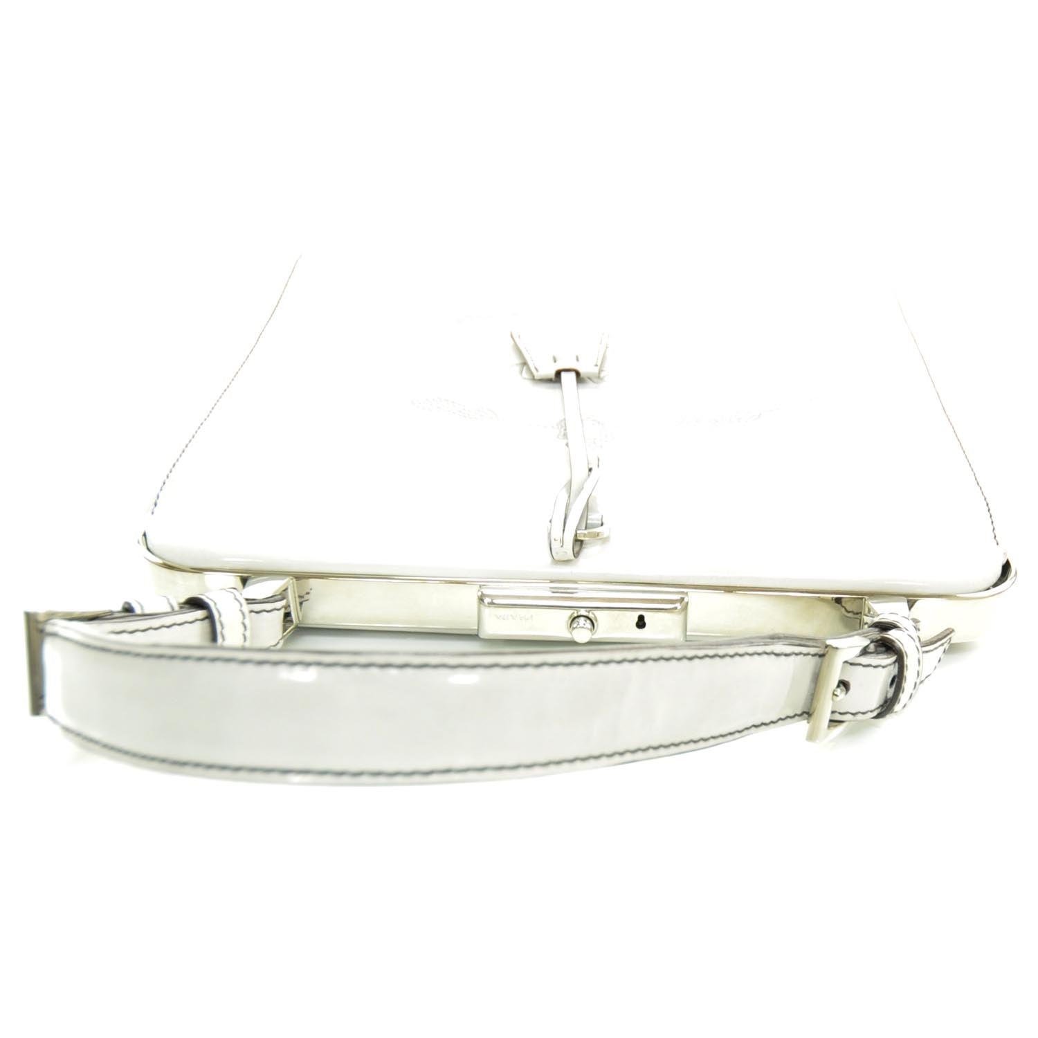 Prada Spazzolato Logo Print Framed Bag Quarzo 5 of 8