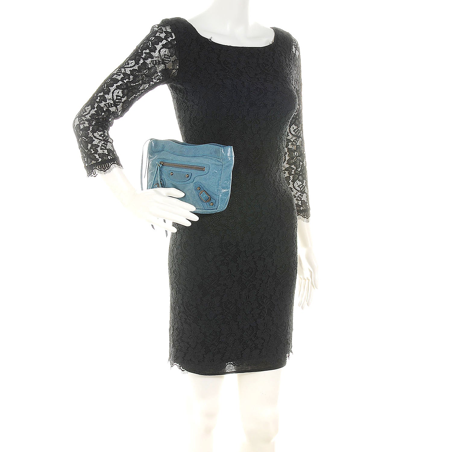 Balenciaga Chevre Porte Toilette Makeup Clutch Turquoise 2 of 7