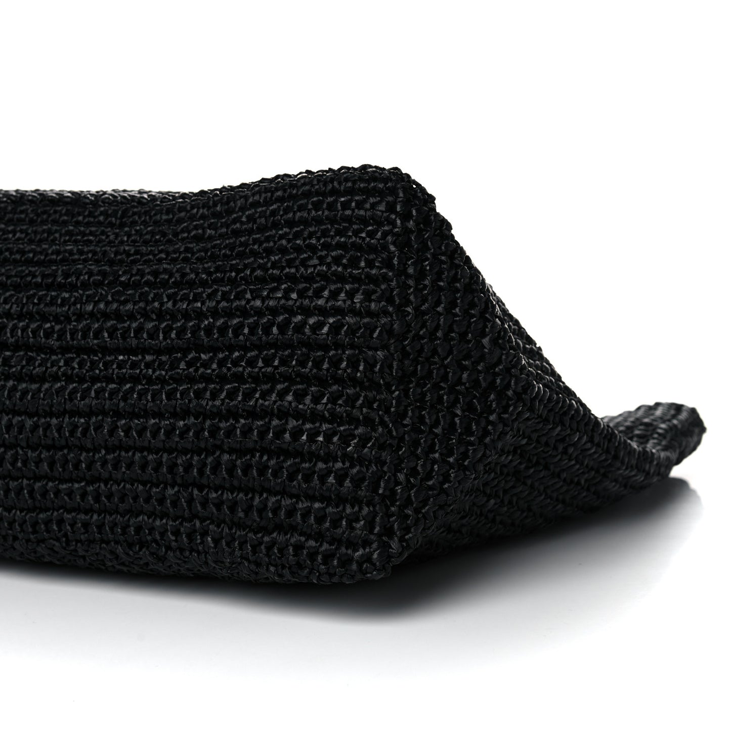 Yarn Raffia Effect Crochet Large Logo Tote Black