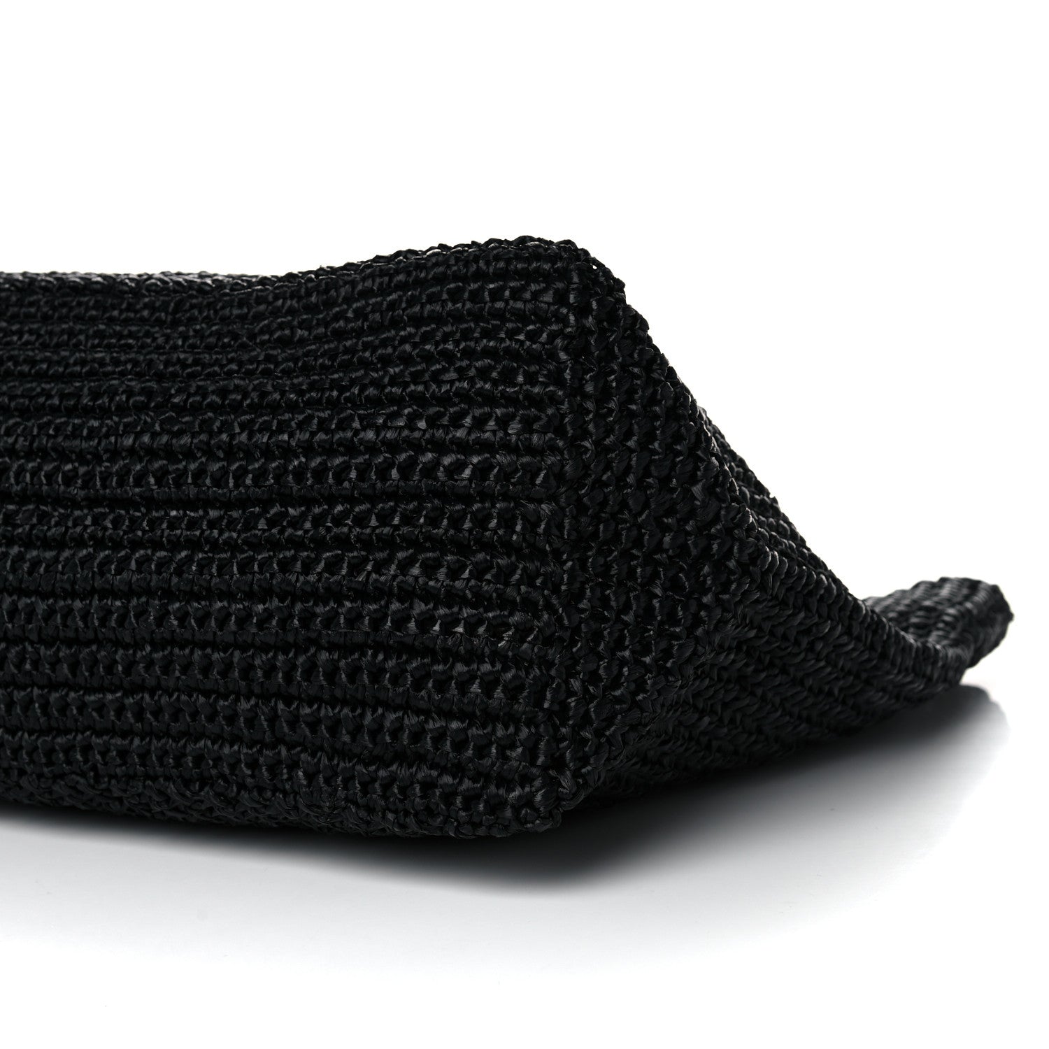 Prada Yarn Raffia Effect Crochet Large Logo Tote Black 8 of 12
