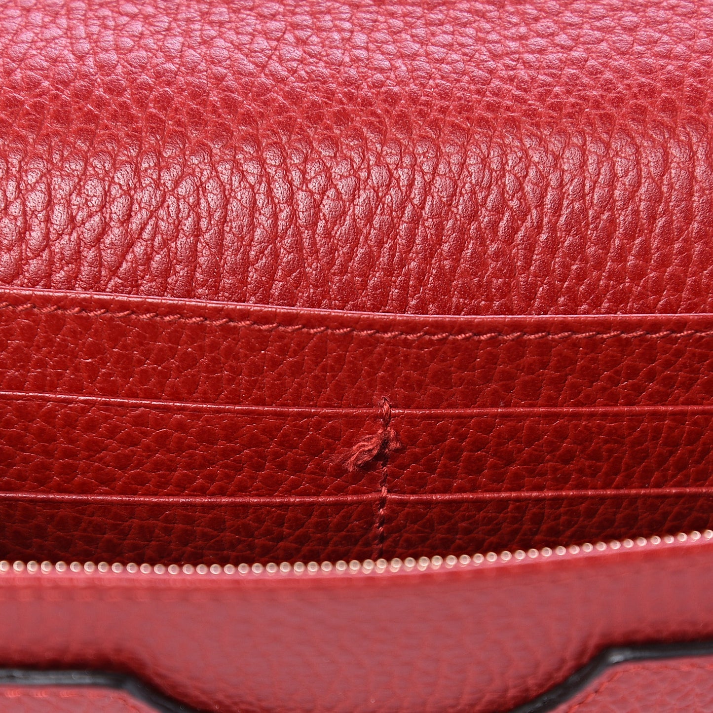 Dollar Calfskin Mini GG Marmont Chain Wallet Hibiscus Red