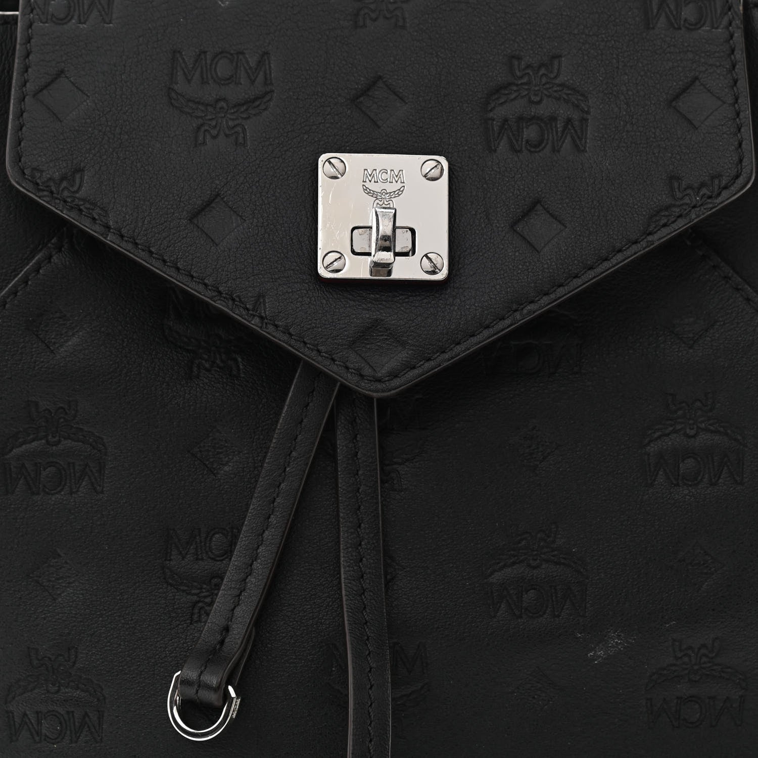MCM Calfskin Ottomar Monogram Essential Backpack Black 8 of 14