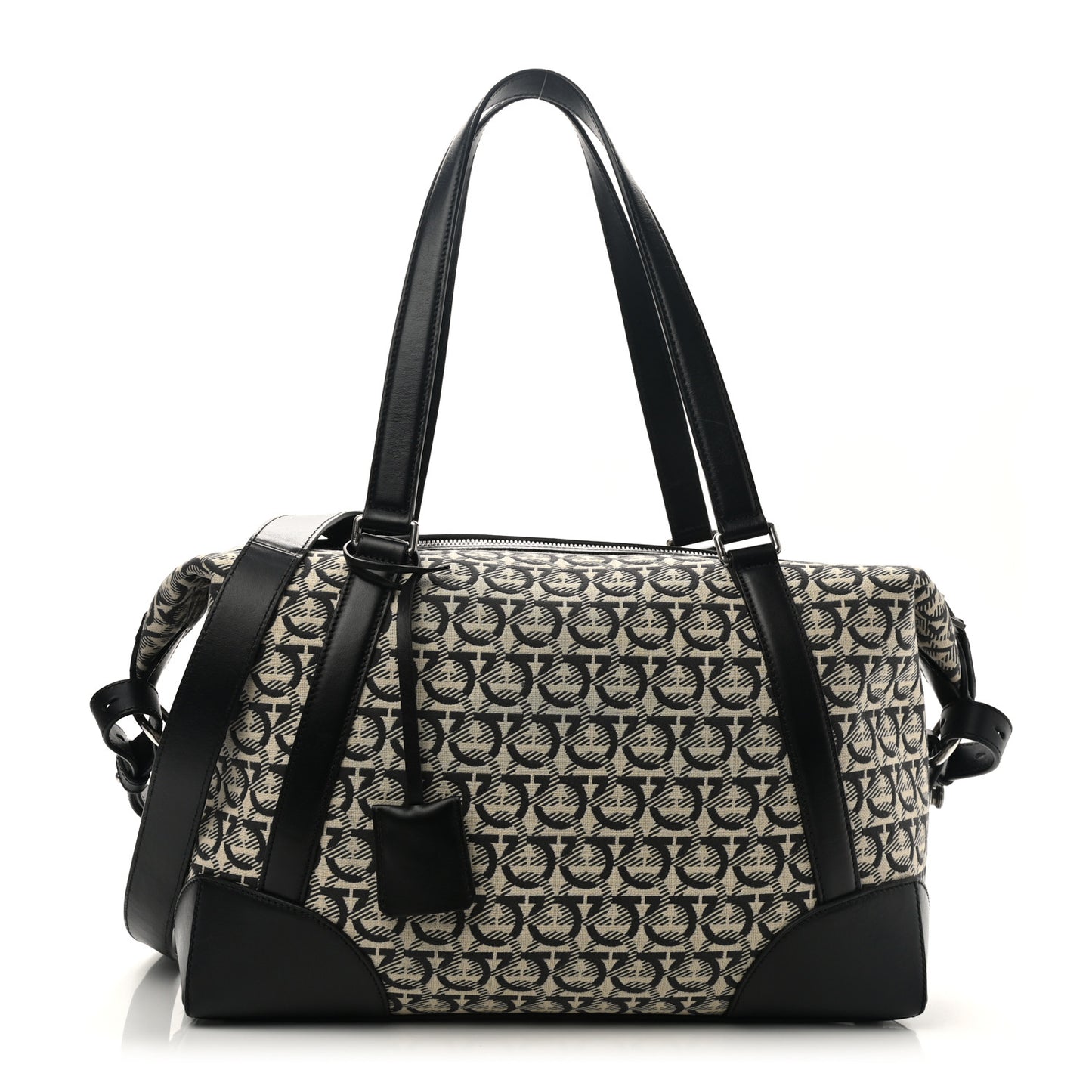 Canvas Calfskin Gancini Weekender Bag Black