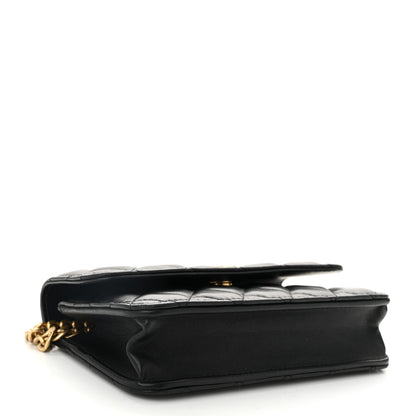 Chanel Lambskin Quilted Sweet Camellia Flap Phone Holder With Chain Black 4 of 12