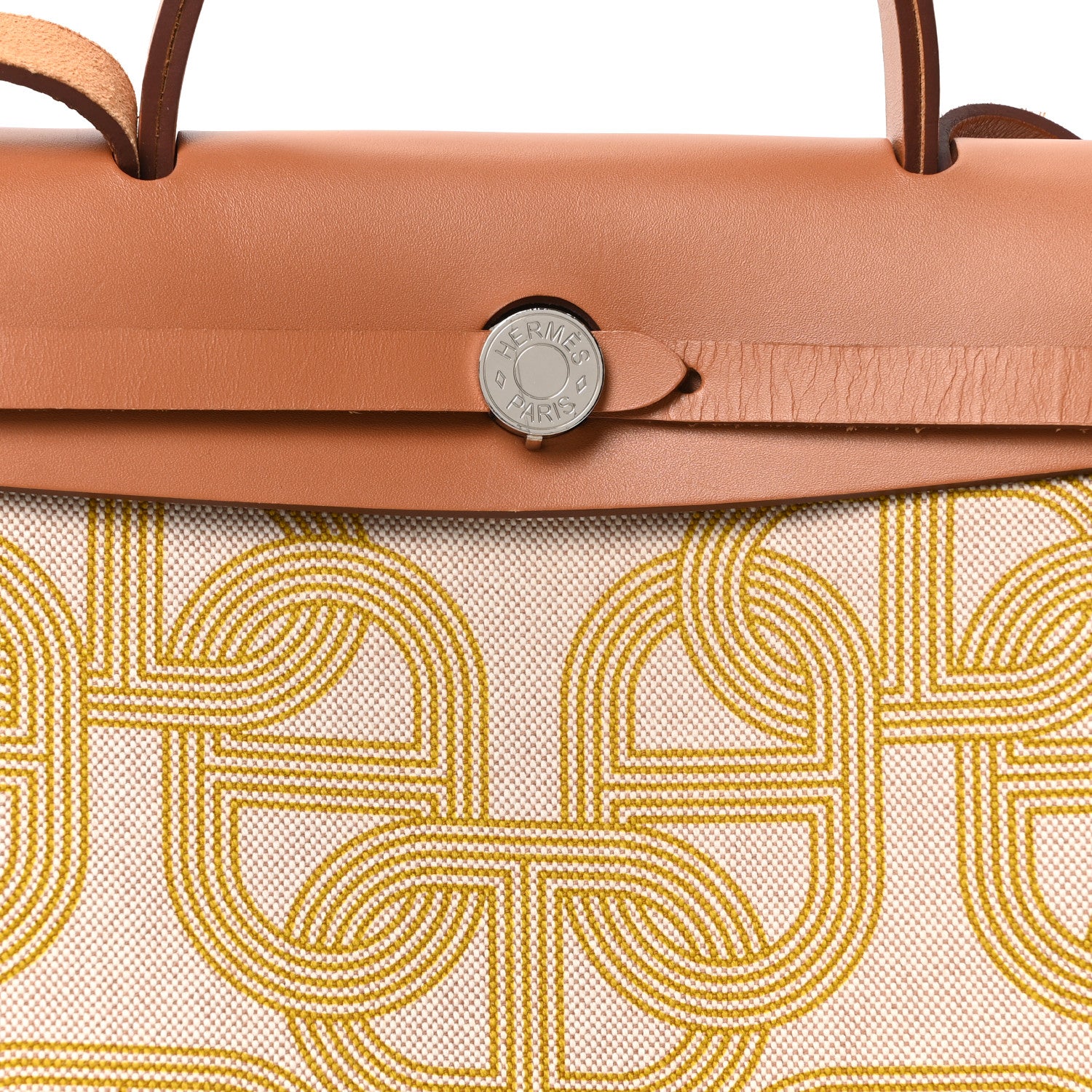 Hermes H Plume Canvas Vache Hunter Circuit 24 Herbag Zip Retourne 31 Ecru Jaune Natural 9 of 11