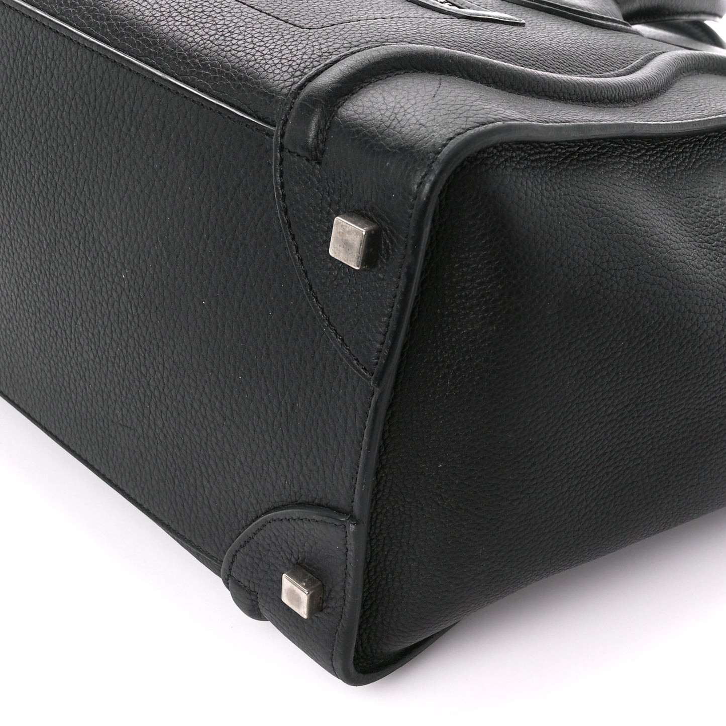 Drummed Calfskin Micro Luggage Black