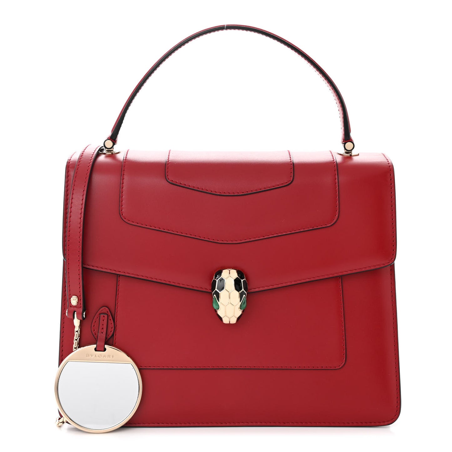 Calfskin Large Serpenti Forever Top Handle Red