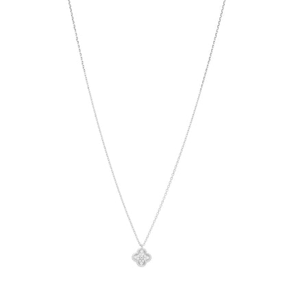 Van Cleef & Arpels 18K White Gold Diamond Sweet Alhambra Pendant Necklace 1 of 5