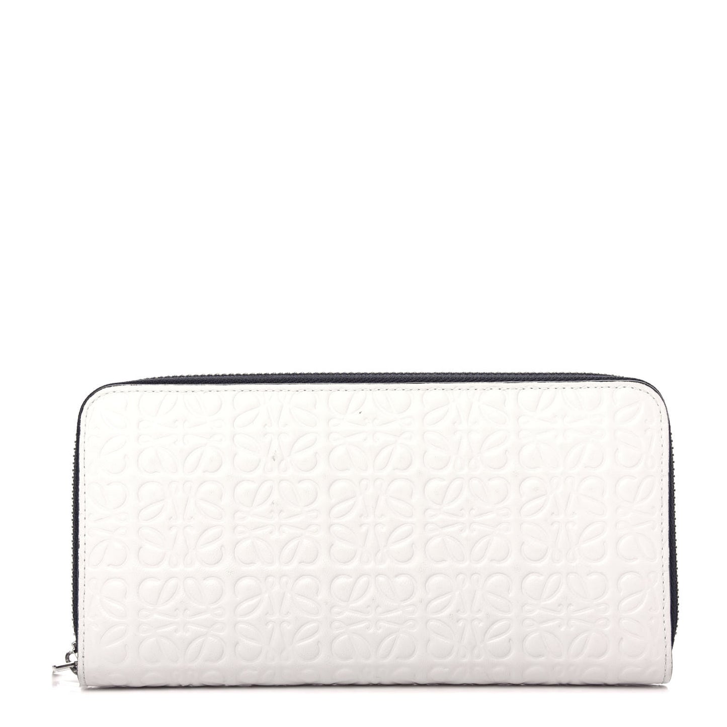 Calfskin Embossed Repeat Zip Wallet Light Oat
